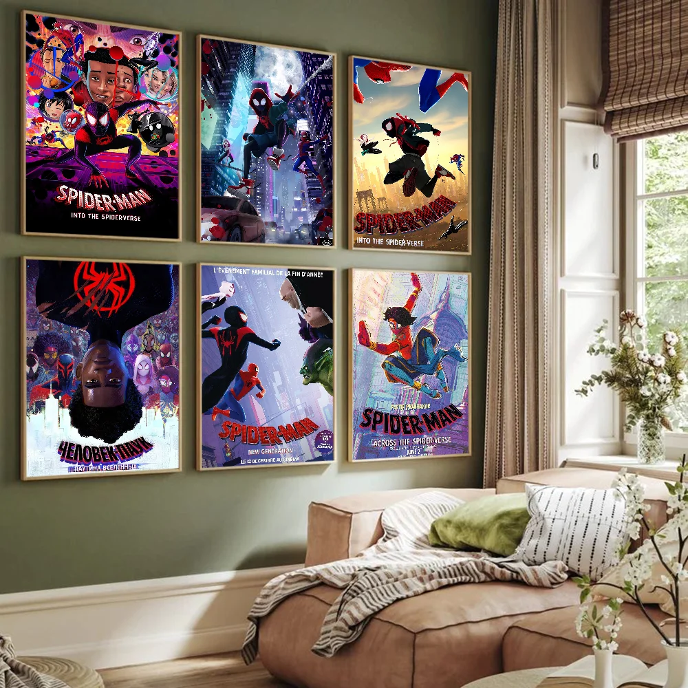 Плакат S-Spider-Man через S-Spider-Verse высококачественная цифровая печать на