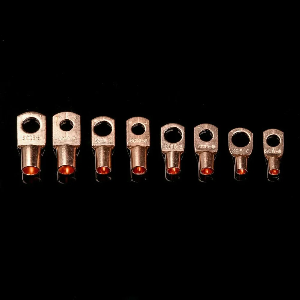 

60pcs Copper Tube Terminals Battery Welding Cable Lug Ring Crimp Connectors Kit Ring Terminal With Junction Box Lug