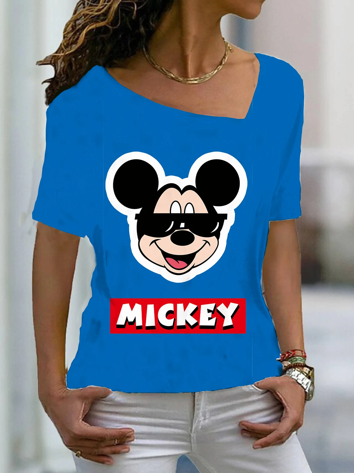 

Women's Blouse Disney Female Clothing Women's T-shirt With Print Oversize T-shirts HARAJUKU Woman Short Sleeve T-Shirts The New