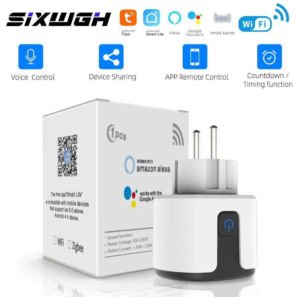 

Smart Plug WiFi Socket EU 16A Power Monitor Timing Function Tuya SmartLife APP Control Works With Alexa Google Assistant Yandex