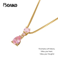 boako s925 sterling silver multicolor zircon drop pendant 18k gold box chain necklace clavicle for women exquisite jewelry gifts