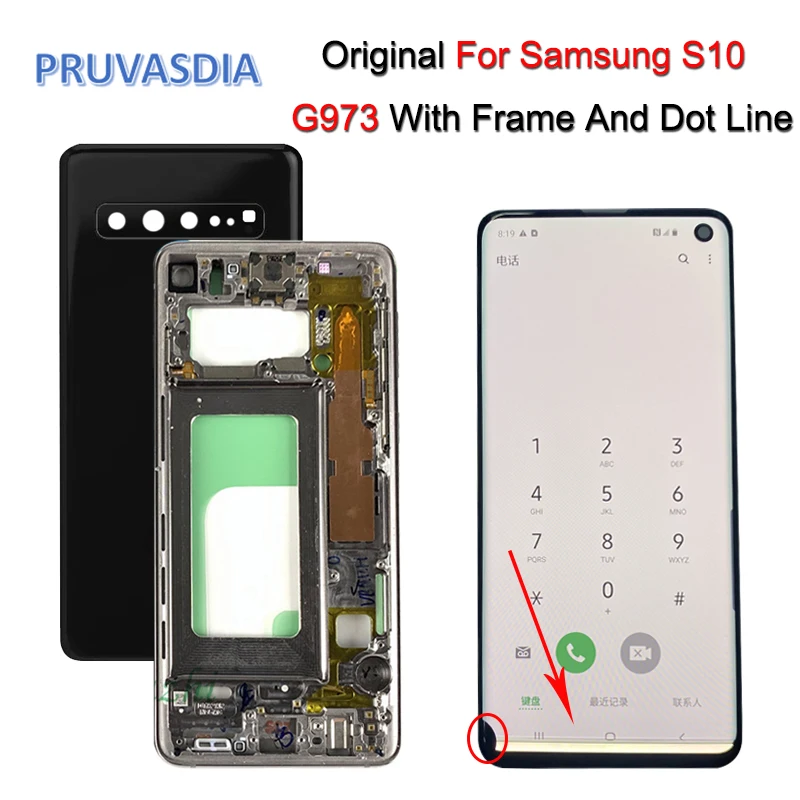 

Original Screen With Dot Burn Line For SAMSUNG Galaxy S10 SM-G973F/DS G973U G973 Amoled S10 Display Touch Digitizer Assembly