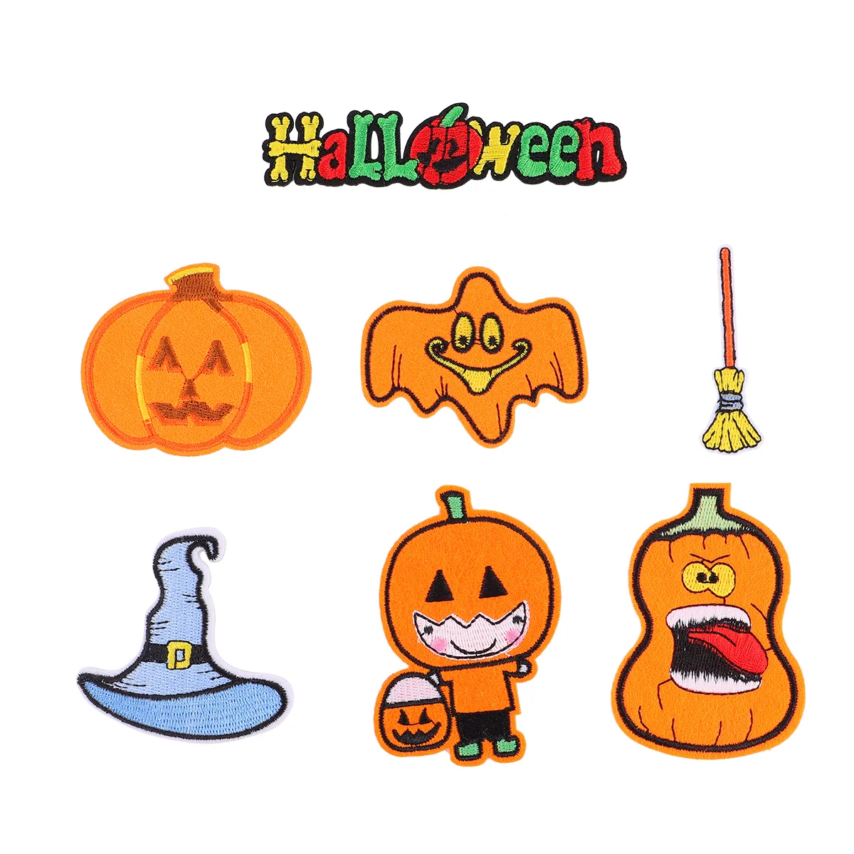 

Pumpkiniron Patchsew Embroidered Applique Decals Sticker Ghost Wizard Hat Broom Embroidery