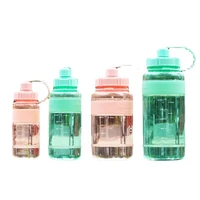 600ml 1000 ml 2000ml large capacity outdoor sports water bottle with straw strap creative cute portable plastic sippy water cup