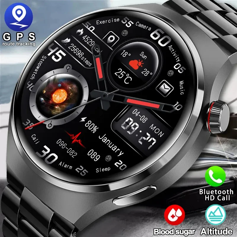 

2023 New Smart Watches Men GT4Pro Amoled Screen Heart Rate Bluetooth Call Blood Glucose Compass GPS NFC SmartWatch For Huawei