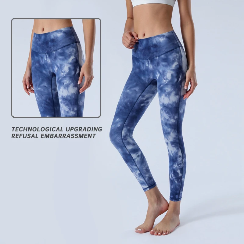 

Tie Dyed Women Sexy Yoga Pants High Waist Naked Feeling Running Tights Compression Fitness Leggings Sports