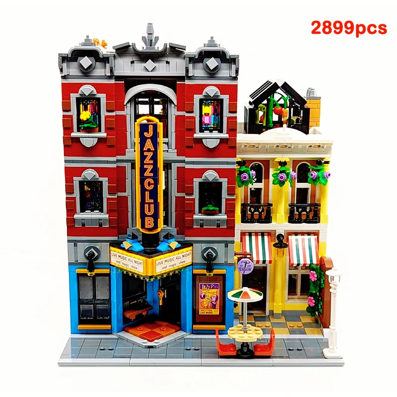 

Creating Jazz Club Expert Pizza Shop MOC Model Modular House Building Blocks 10312 Compatible 2899 Children's Toys