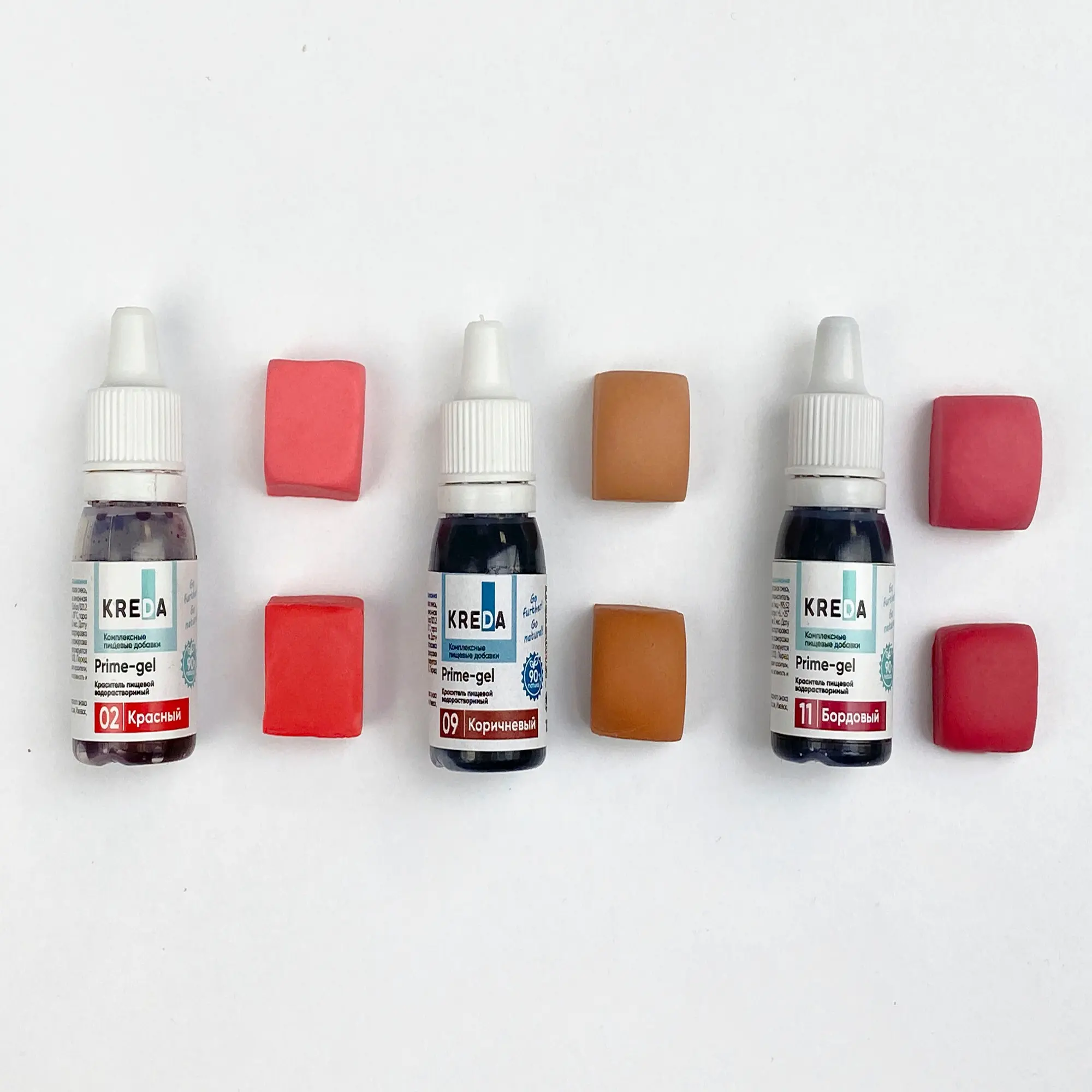 Фото Универсальные гелевые красители KREDA Prime-gel для кулинарии,мыловарения,слаймов комплект из 3 шт по 10мл №1