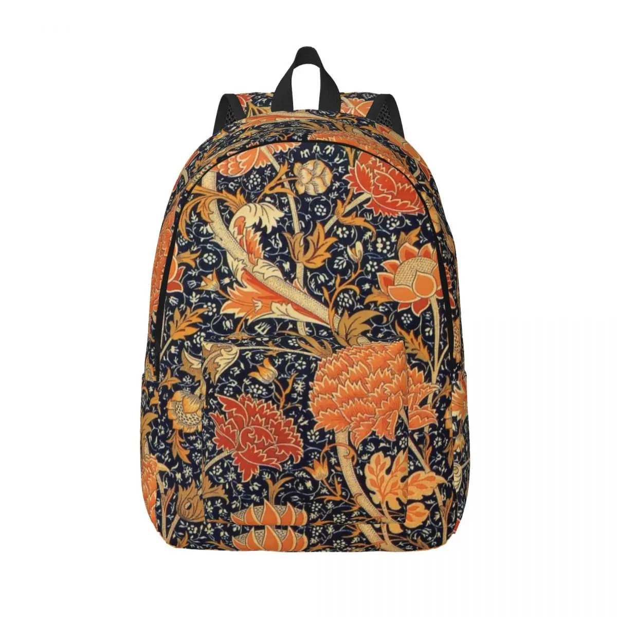 

William Morris Orange Cray Floral Art Canvas Backpack for Women Waterproof College School Textile Pattern Bag Printing Bookbags
