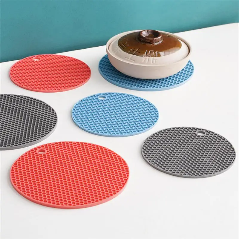 

2/4/5PCS Waterproof Coasters 14cm/17cm Round Placemat Heat Resistant Silicone Mat Pot Holder Non-slip Tableware Mat