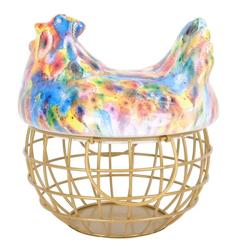 

1 Набор корзина для хранения яиц железная корзина с крышкой в форме курицы корзина для фруктов кухонный Декор