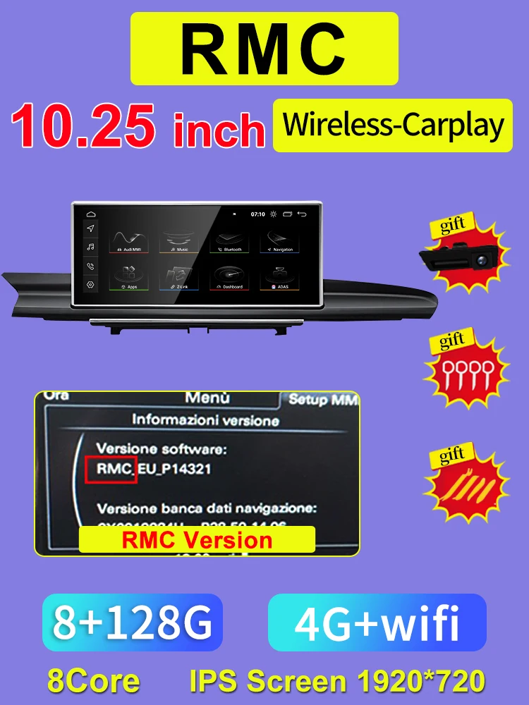 

Qualcomm Snapdragon665 8G 128G Android13 10,25 дюймов беспроводной Carplay AUTO для AUDI 2012-2018 год A6 A7 C7 автомобильный мультимедийный экран