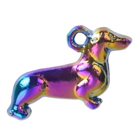 10pcs alloy dog dachshund pendant accessory rainbow color jewelry diy making necklace earring metal bulk wholesale