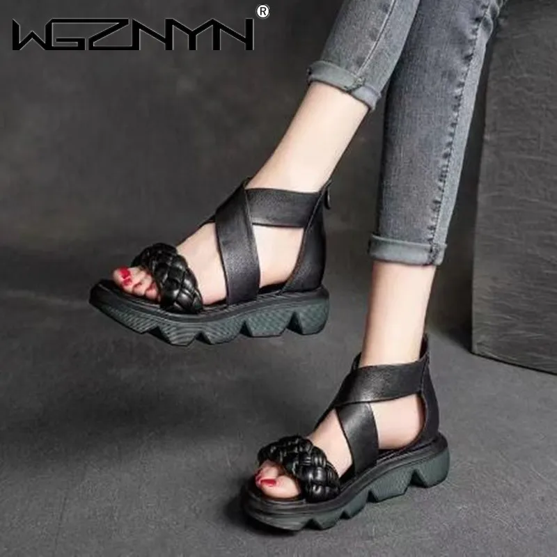 

Women Sandals Gladiator Sandals Women Summer Women's Platform Open Toe Zipper Casual Shoes Rome Wedges Sandals Sexy Ladies Shoes
