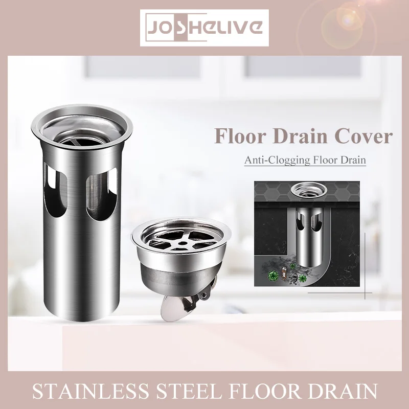 

1PC Bathroom Floor Strainer Bath Basin Drain Filter Gravity Flip Cover Stainless Steel Floor Drain Double Core Anti-clogging