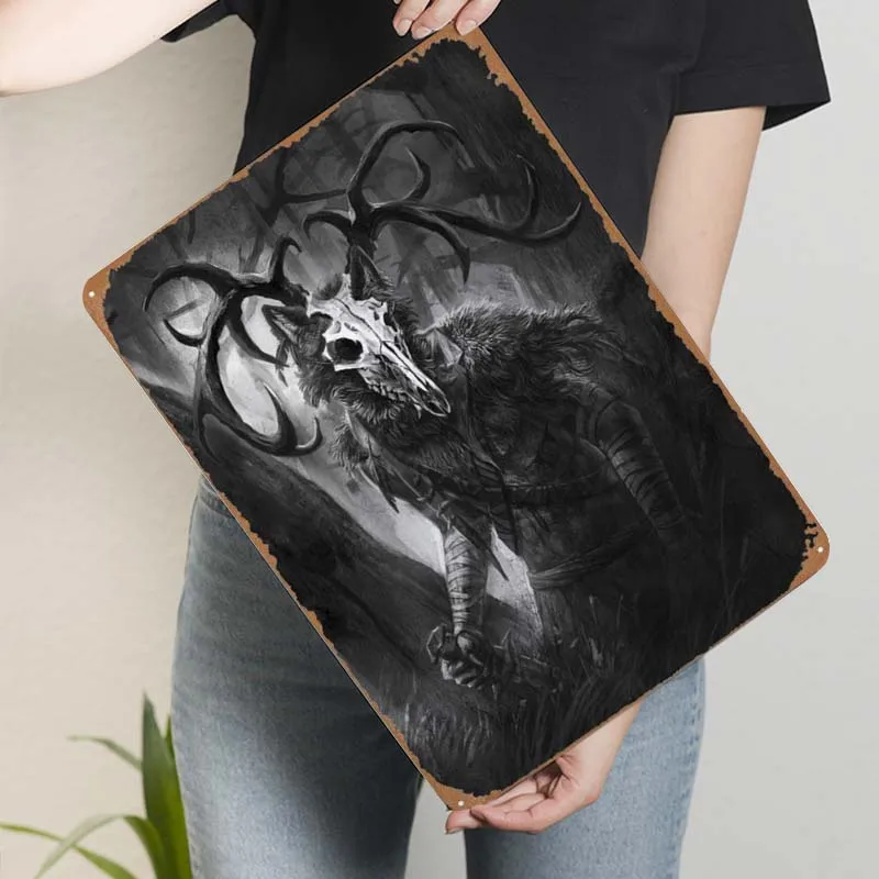 Украшение на Хэллоуин металлическая вывеска Вендиго искусство фресок ретро