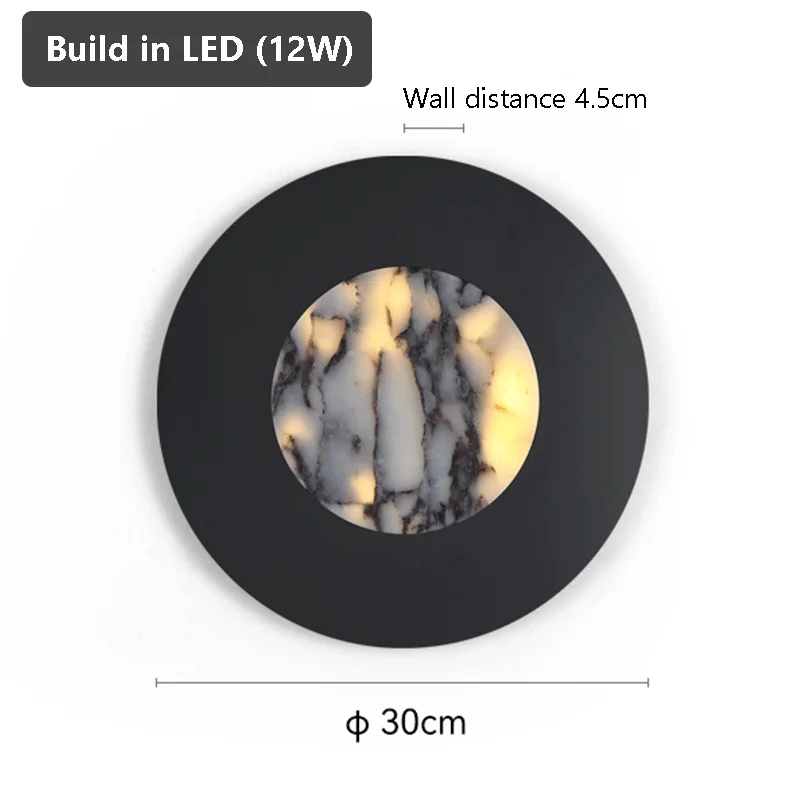 

tmlliey круглый настенный светильник из мрамора черный