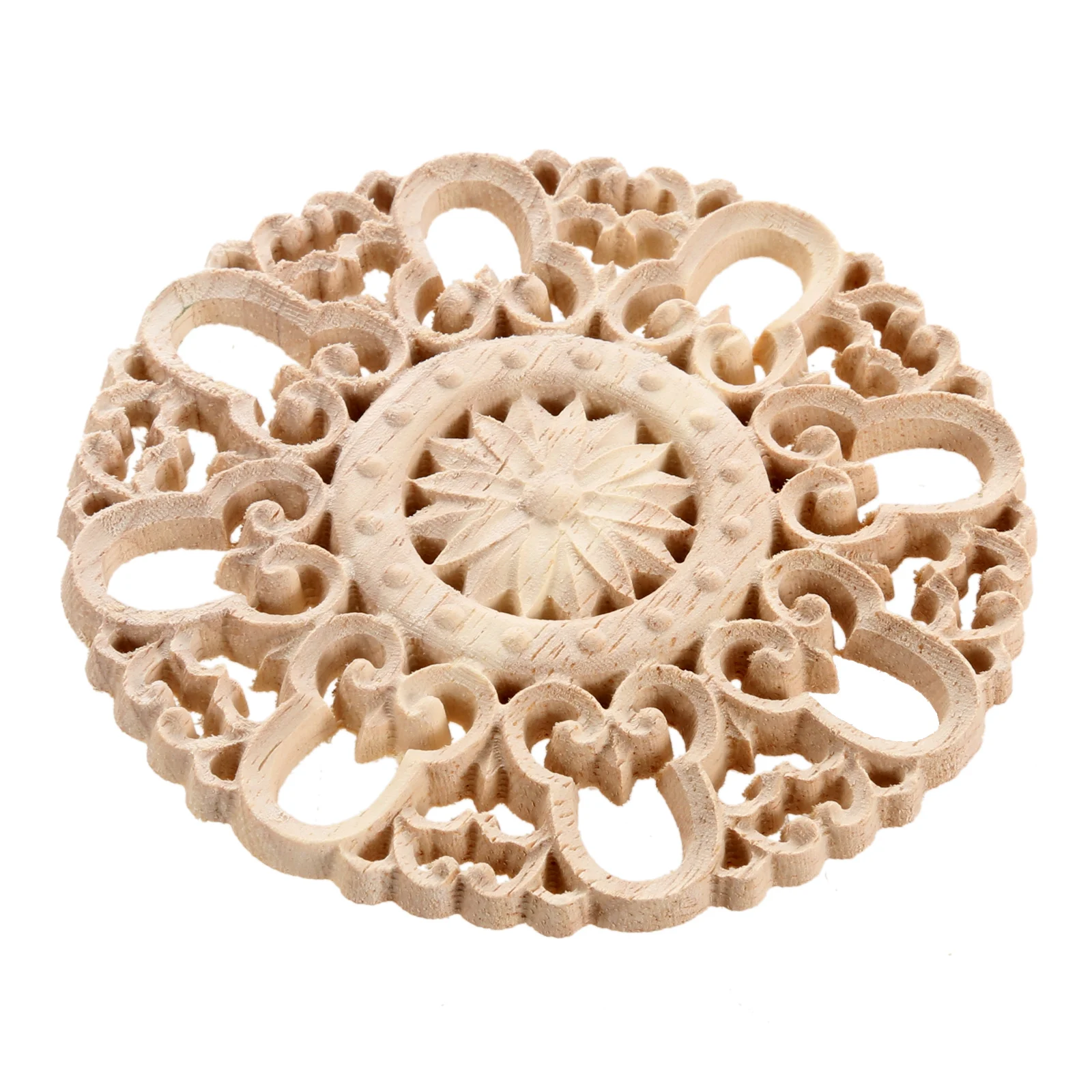 

1 vintage crafts natural wood carving decorative unpainted accessories round applique furniture accessories for home
