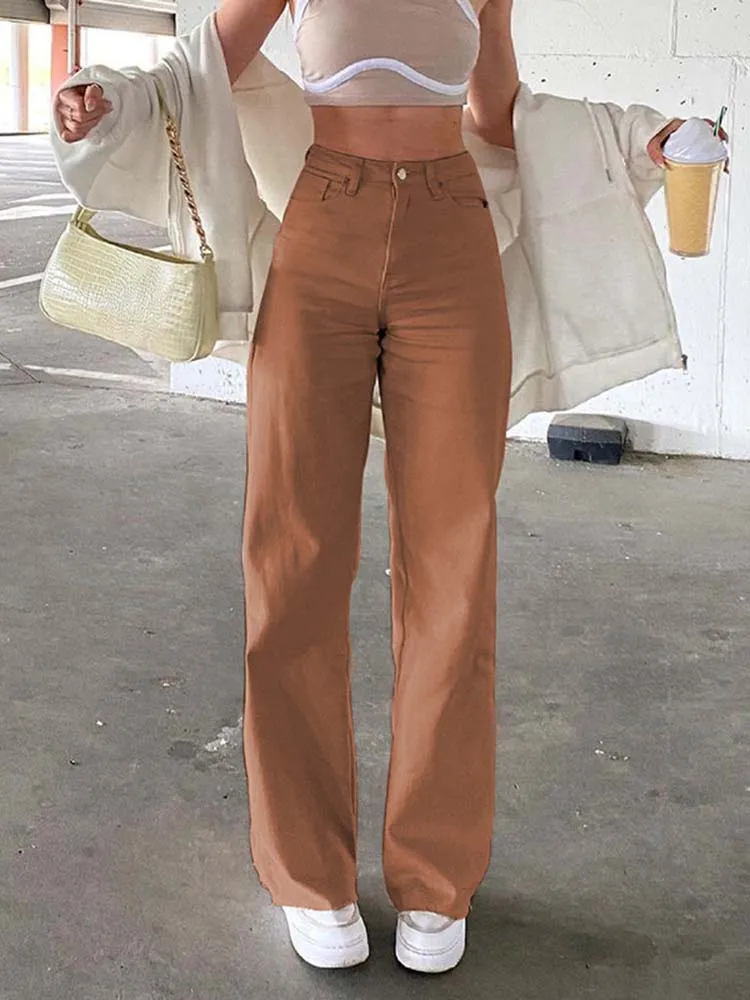 

Vintage High Waist Women Jeans 2022 Casual Simple Baggy Straight Wide Leg Denim Trousers Classic Fashion Mopping Jean Pants Lady