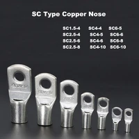 100pcs sc type wire nose terminal sc1 52 546 bare copper battery block lugs hole id 456810mm crimp cable connector