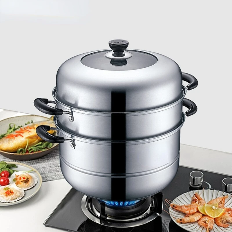 

Easy Storage Double Bottom Double Bottom 28cm Steamer 304 Stainless Steel Steamer Rice Roll Steamer Stainless Steel Steamer