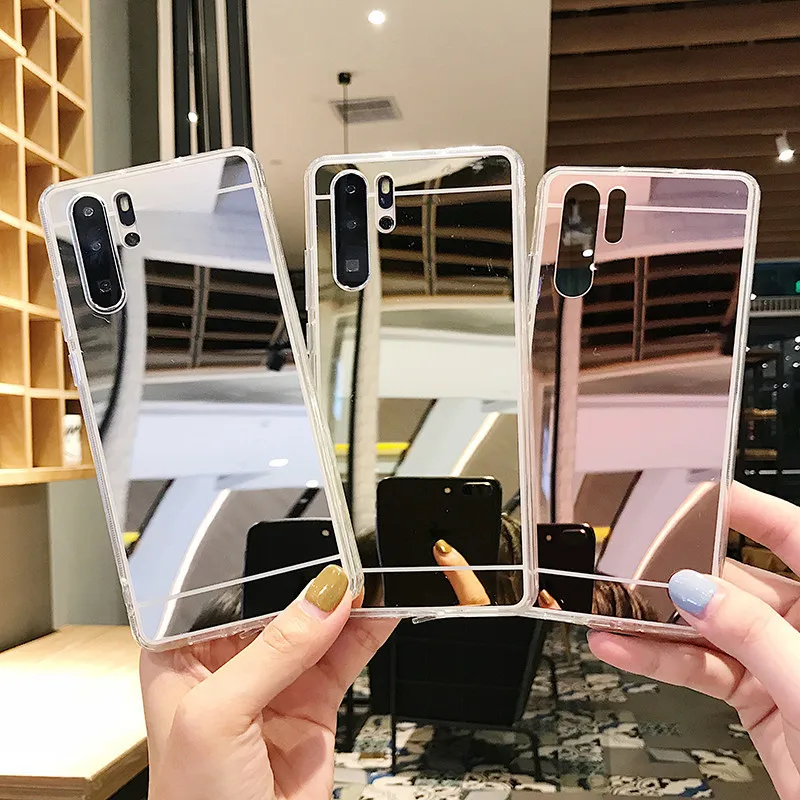 

Makeup Mirror Case For Huawei P40 P30 P20 Lite Pro Nova 3 3i 5i 7pro Mate 30 40 Lite P Smart 2019 Plating Mirror Soft TPU Case