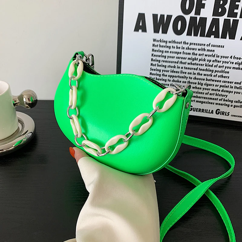 

Сумка женская летняя на одно плечо, роскошная простая акриловая Милая однотонная сумочка-мессенджер на цепочке для подмышек, 2022