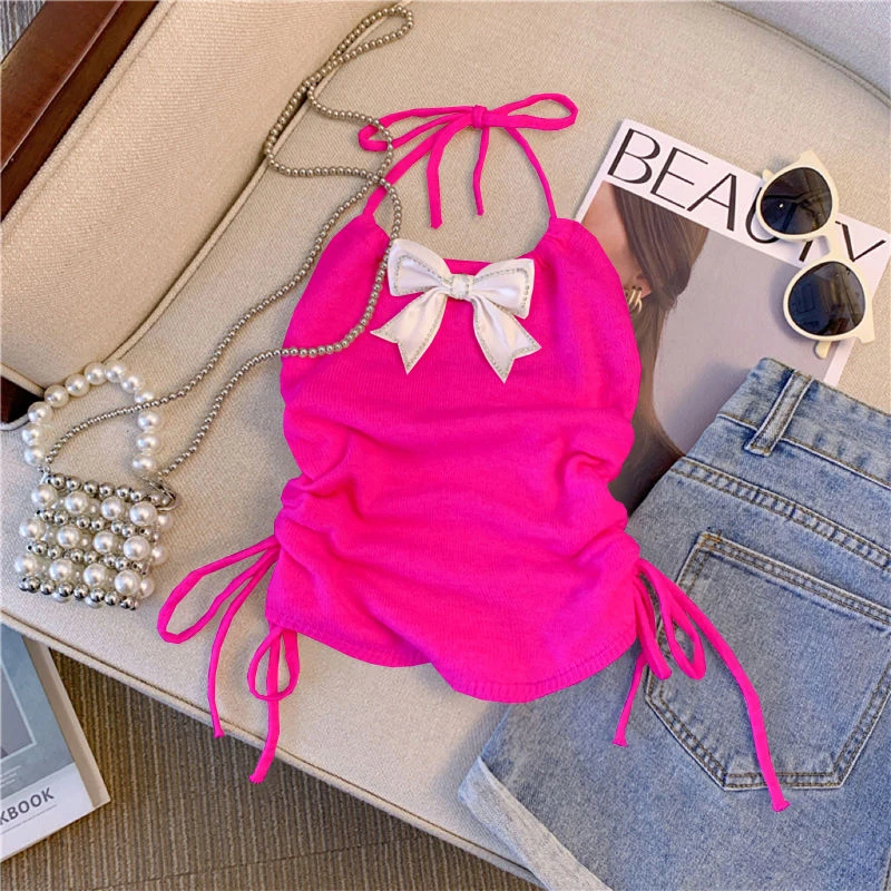 Топ женский трикотажный без рукавов пикантный жилет на бретелях-спагетти