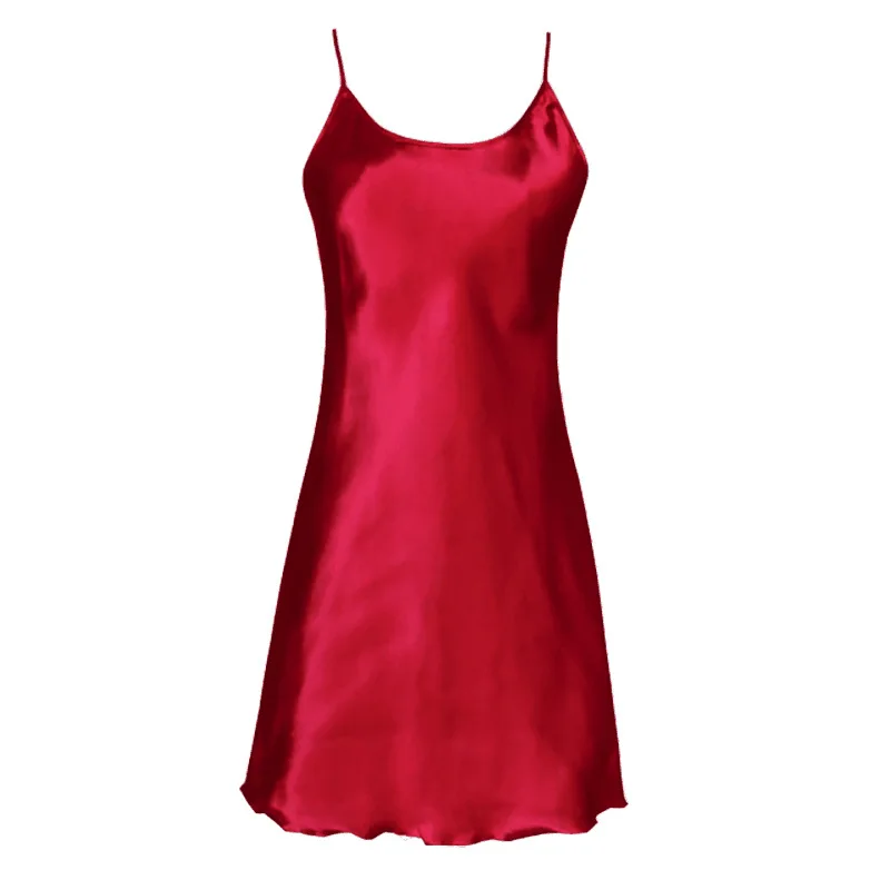 Summer Sling Women's Ice Silk Pajamas Dress Imitation Silk Sexy Thin Section Women's Home Clothes