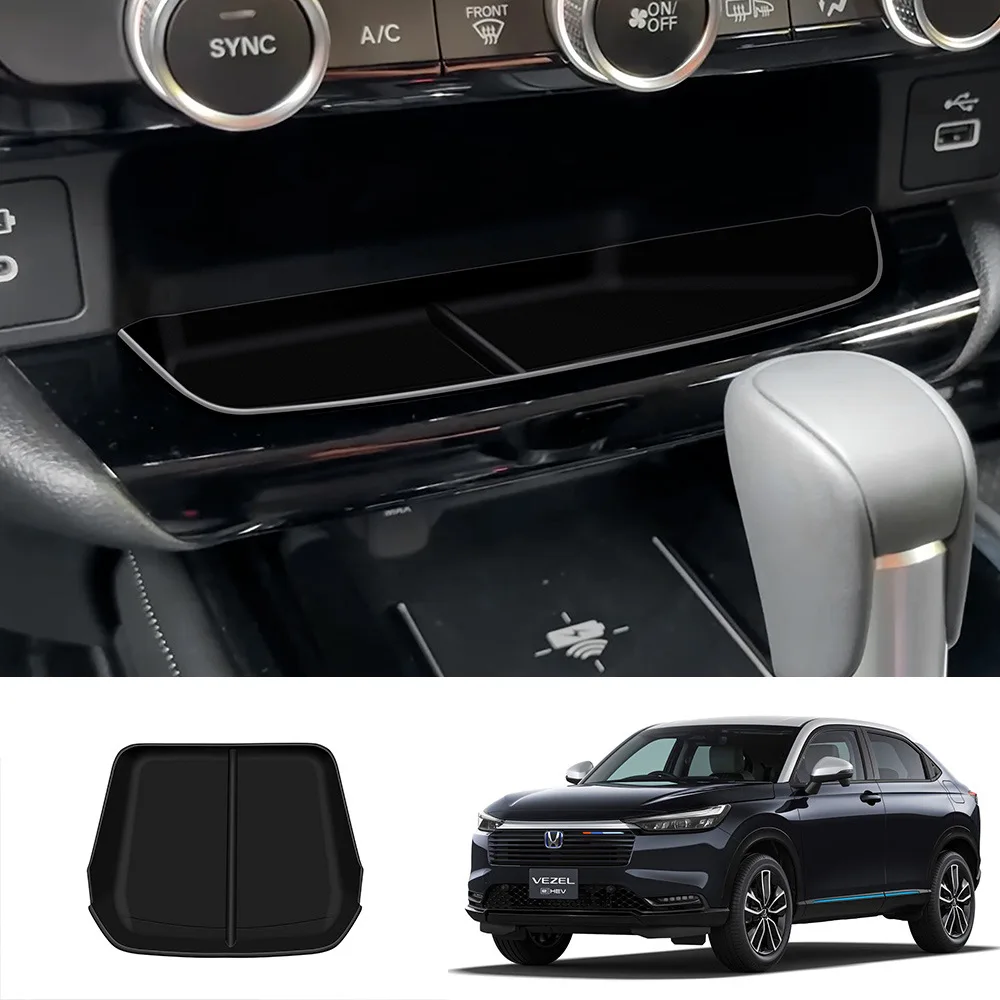 Фото RHD для Honda Vezel H-RV HRV 2025 2026, силиконовая центральная консоль, панель переключения передач, держатель для чашки с водой, бутылка, беспроводная зарядная панель №5