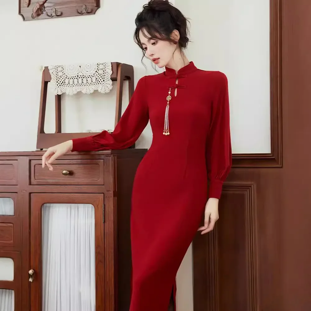 Китайское свадебное платье 2023 новый стиль утреннее осенне-зимнее подружки