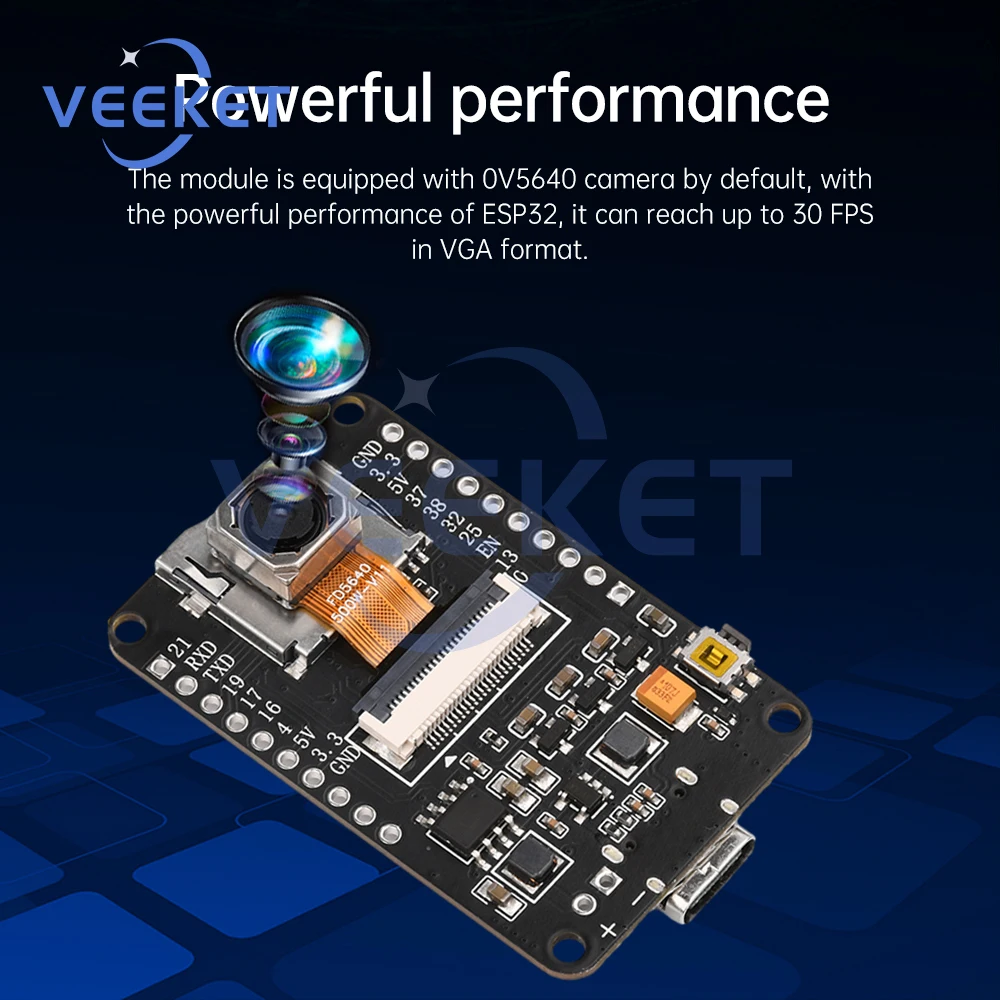 Плата разработки ESP32-CAM Модуль Wi-Fi Bluetooth CH340X OV5640 AF-72 мм Камера 500 Вт Пиксель