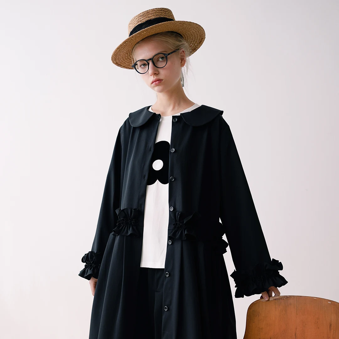 

Оригинальное черное пальто imakokoni Hey Er Nao, женский кардиган средней длины, Осень-зима свободные и тонкие