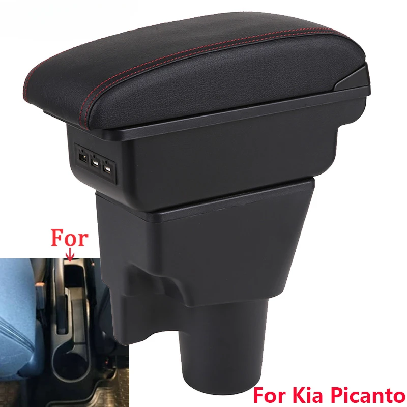 

For Kia Picanto Armrest Box For Kia Picanto 3X-Line Car Armrest interior details Retrofit parts Car Accessories Storage box USB