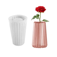diy high striped vase clay mold home decoration flowerpot concrete cement mold table storage box epoxy resin silicone mould