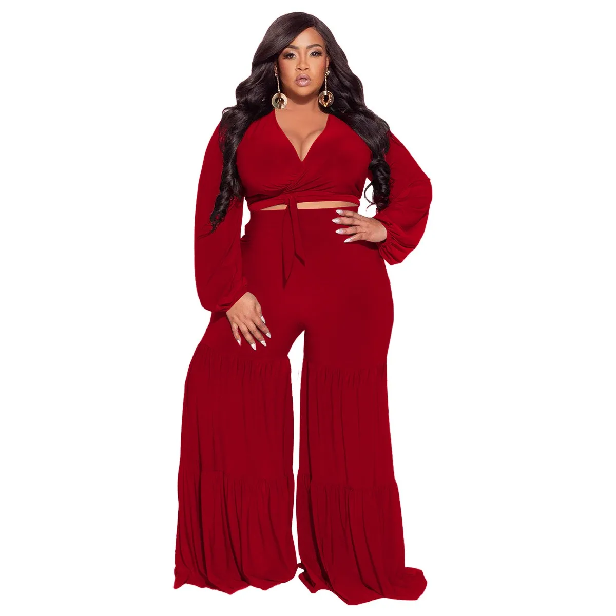 L-4XL Большие размеры Комплекты из двух предметов для женщин 2024 Топ с длинным