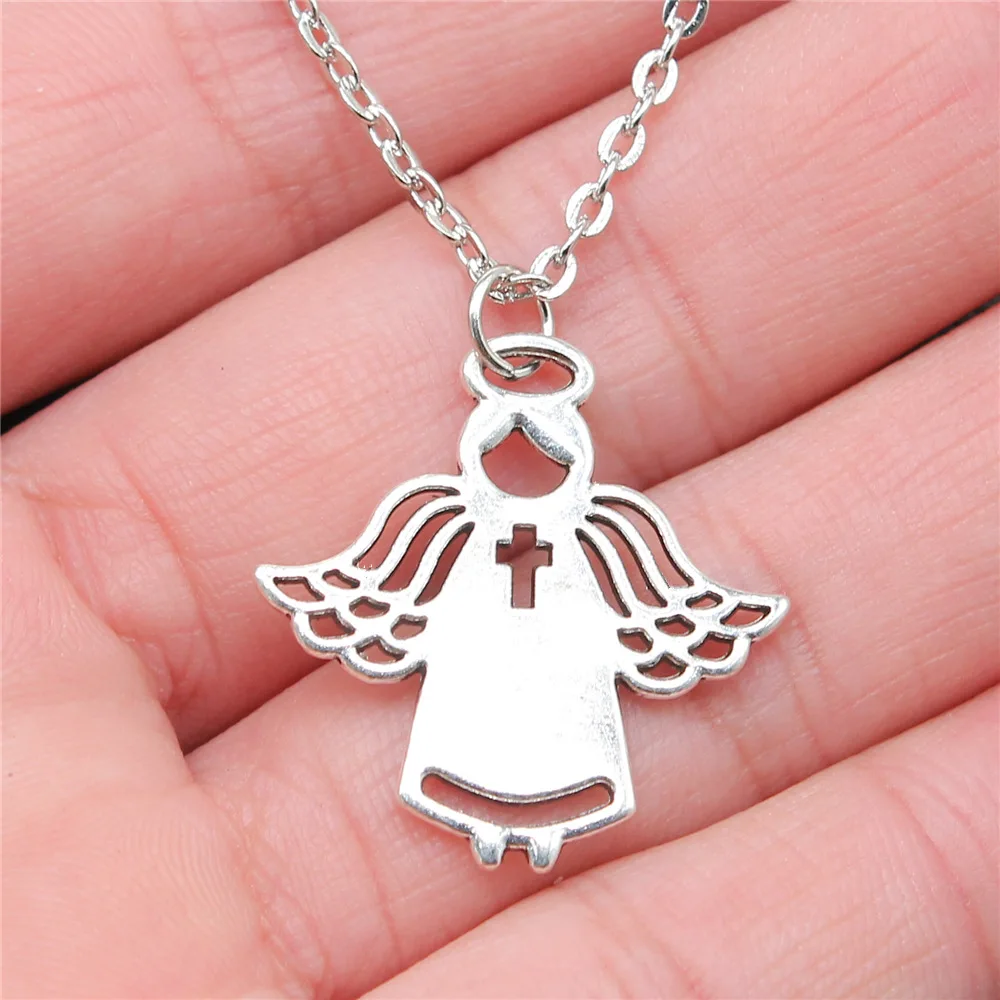 Женское ожерелье с кулоном в виде ангела 27x26 мм