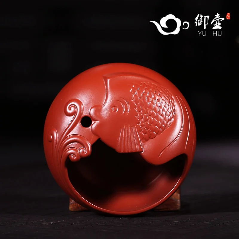 Yuhu Yixing Purple Sand Ashtray Handmade Tea Pet Ornaments High-End Simple Carp Shape Household Ashtray