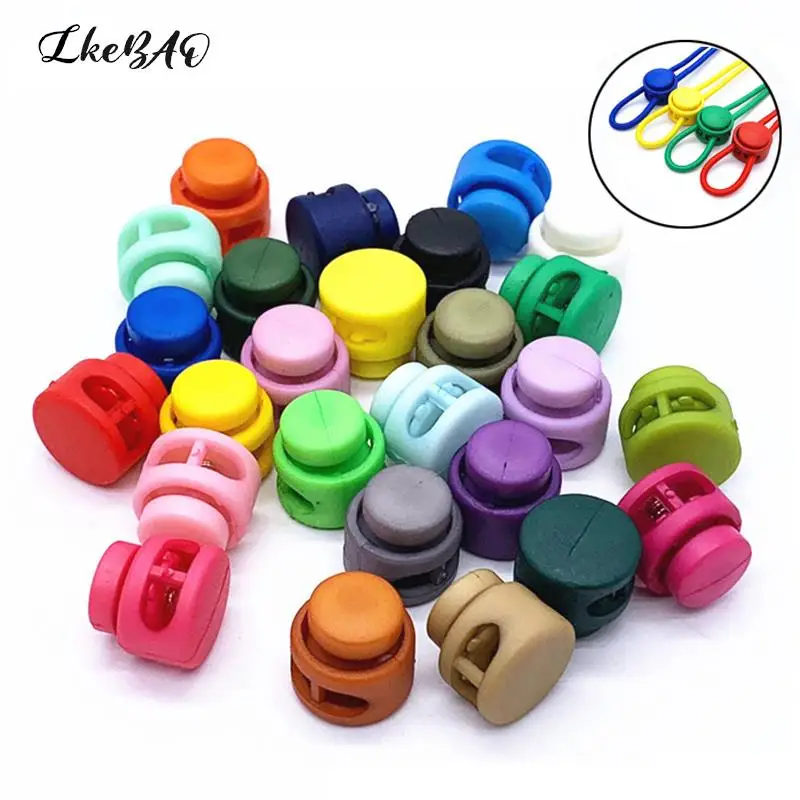 

10pcs/lot 2 Hole Toggle Clip Stopper Multi Colors Plastic Paracord Cord Lock Clamp Shoelace Cord Buckles Bag Parts Accessories