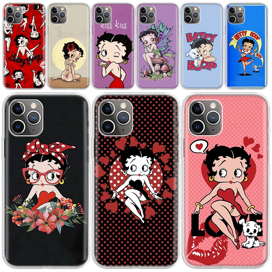 

Pink Sexy B-Betty Boop Girls Phone Case for iPhone 13 Pro 12 Mini 11 Max X XS XR 7 Plus 8 6 6S Apple SE 2020 5 5S Pattern Silico