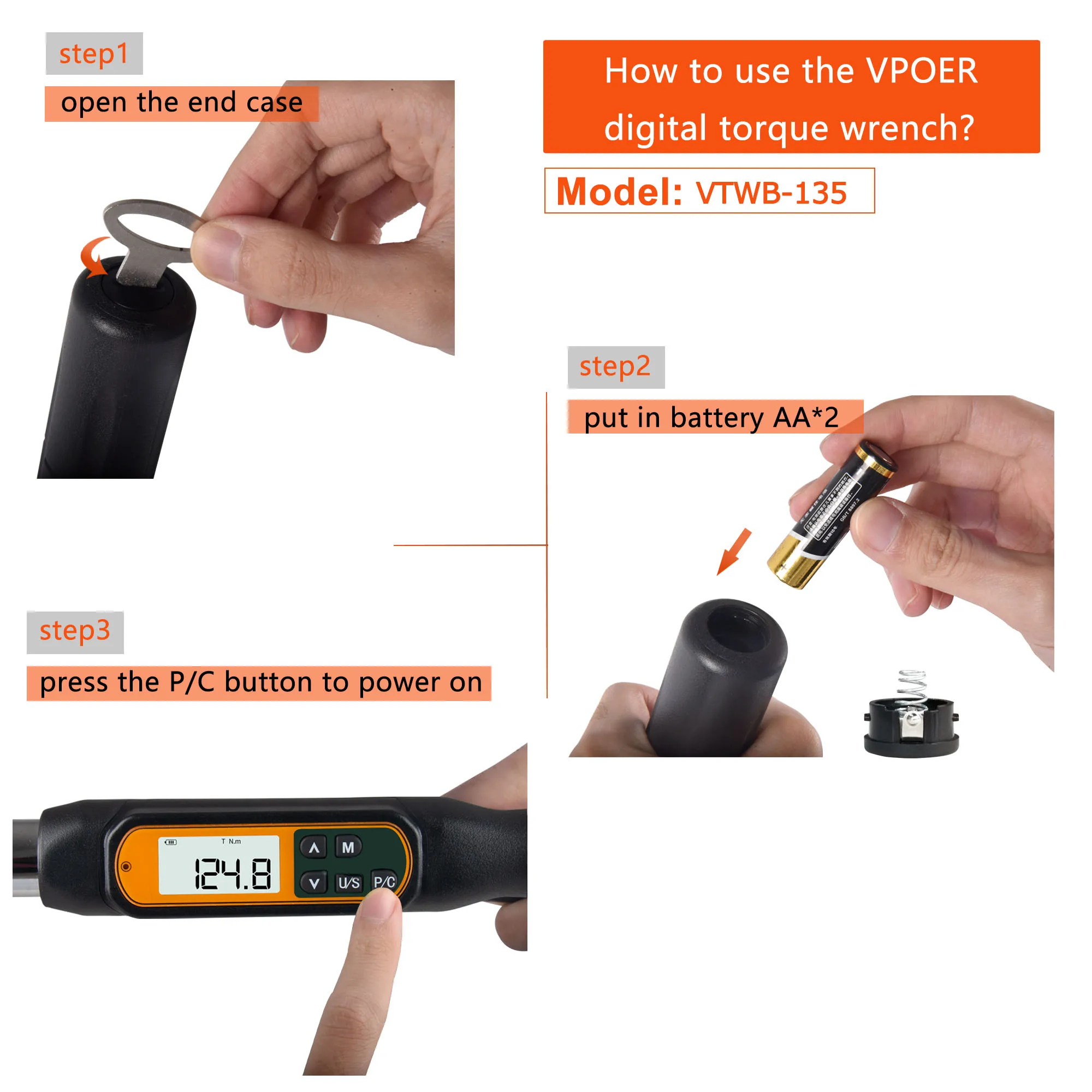 1/2 3/8 дюйма 135 Нм цифровой динамометрический ключ большой экран обновленный
