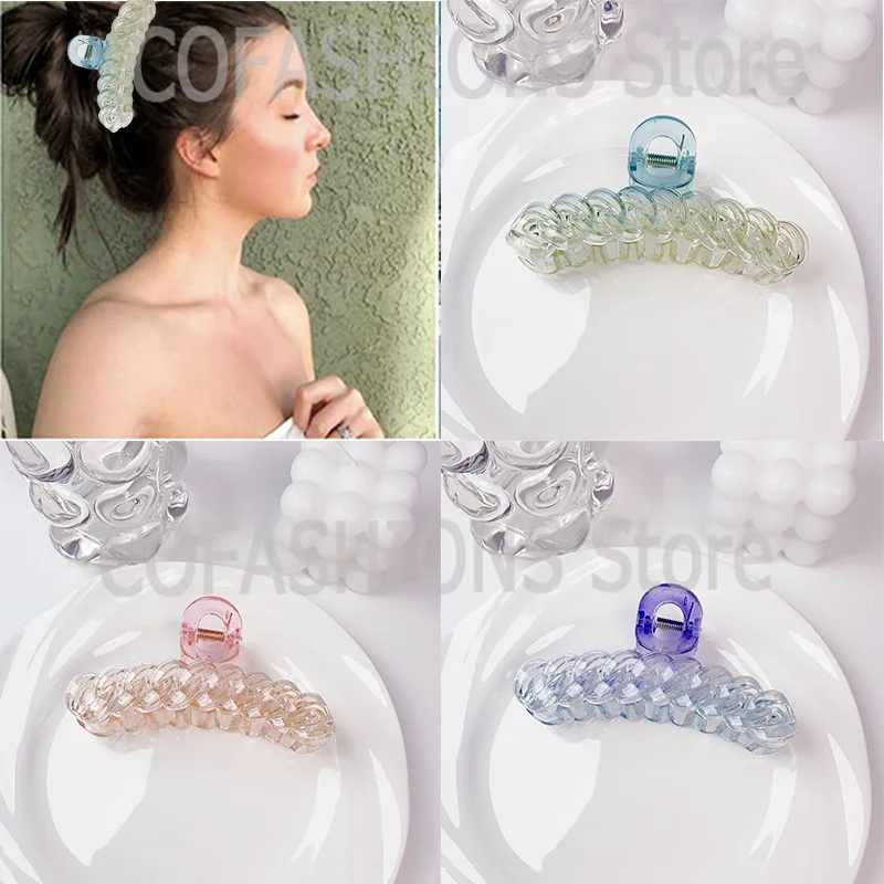 

Модная акриловая градиентная заколка для волос, заколка для волос, Женские Элегантные Красочные заколки для волос с цепочкой, зажим для аку...