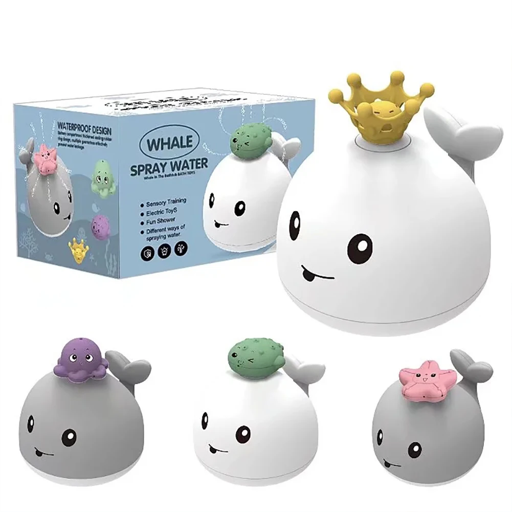 

Luminous Water Sprinkler Toy Animal Cute Cartoon Whale Infants Water Sprinkler Pool Toy Light Up Swimming Pool with 4 Sprinklers