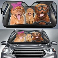 funny dogue de bordeaux driving headband and eyeglasses dog family car sunshade dogue de bordeaux mom gift car windshield dura