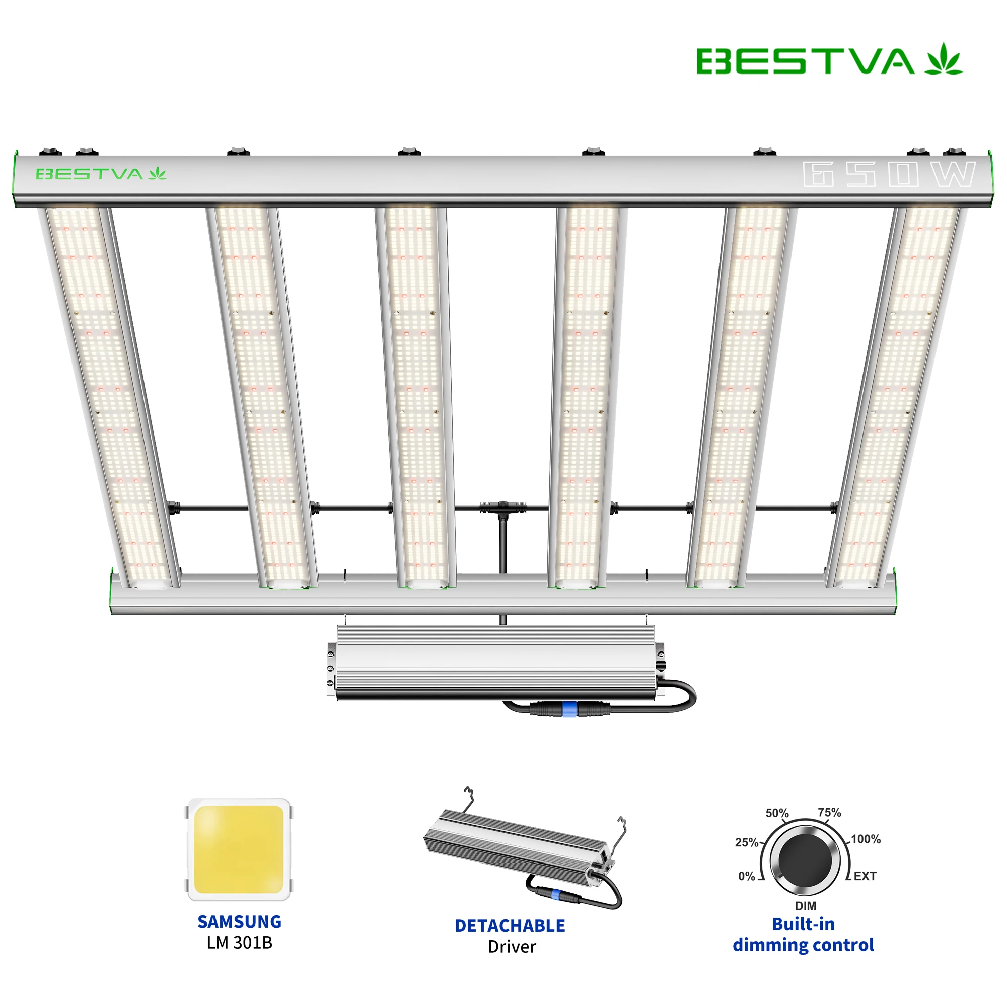 BESTVA полный спектр 650 Вт Светодиодный светильник для выращивания съемная