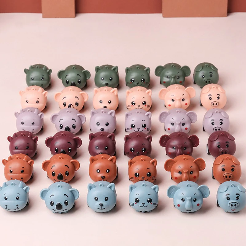 

10Pcs Mini Cute Pull Back Car Toy Boy Fall-resistant Cute Reward Parent-child Toy Small Animal Pull Back Car Kindergarten Gift