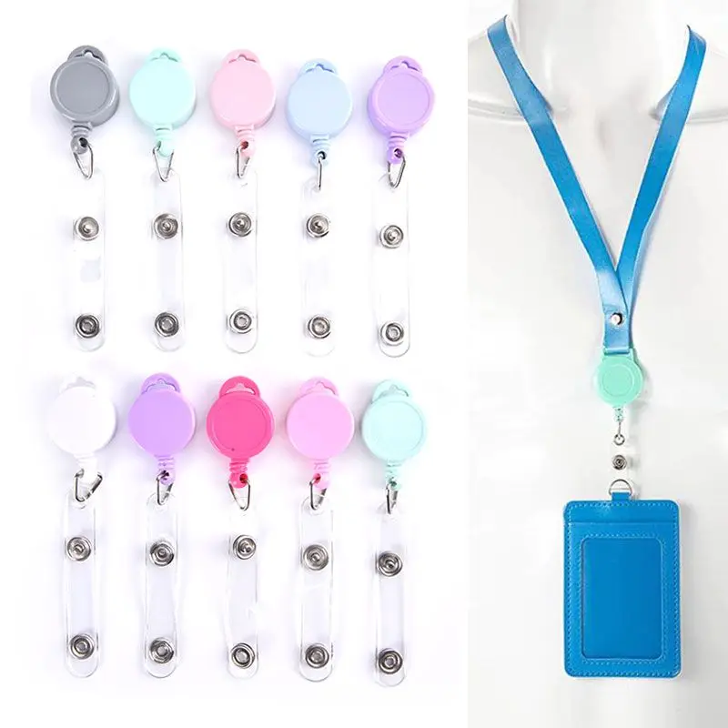 

10pcs/Lot 2.5cm Retractable ID Badge Holder Badge Clips Reel Clip For Nurse Random Color