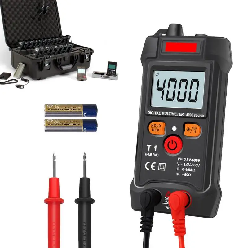 

Digital Multimeter Tester Portable Auto-Ranging Tests 4000 Counts DC AC Voltage Tester Ncv Contactless Battery Powered