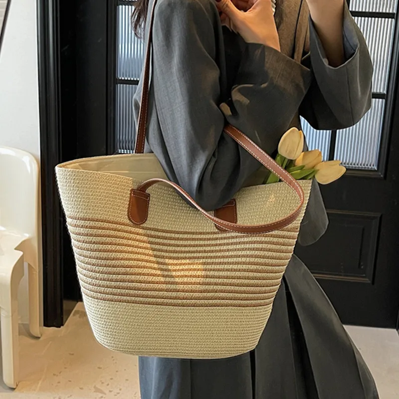 Соломенная сумка женская летняя 2024 новая роскошная дизайнерская на плечо для