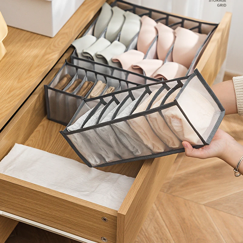 

Dormitory Closet Organizer For Socks Home Separated Underwear Storage Box Bra Organizer Foldable Drawer Organizers